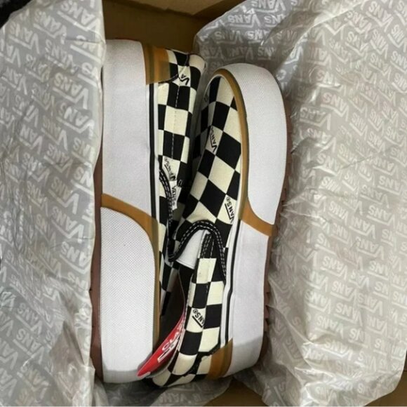 VANS Era Stacked Checkerboard Slip On Canvas Shoes - Picture 2 of 6